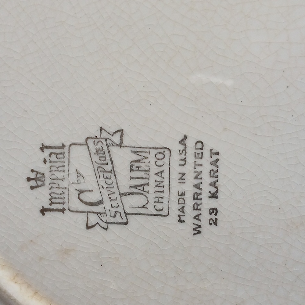 Vintage Imperial Salem China Company service Plate Warranted 23 Karat - Picture 5 of 6